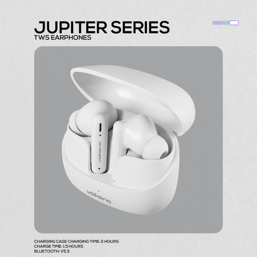 Volkano Jupiter Series TWS Earphones - White | VK-1158-WT