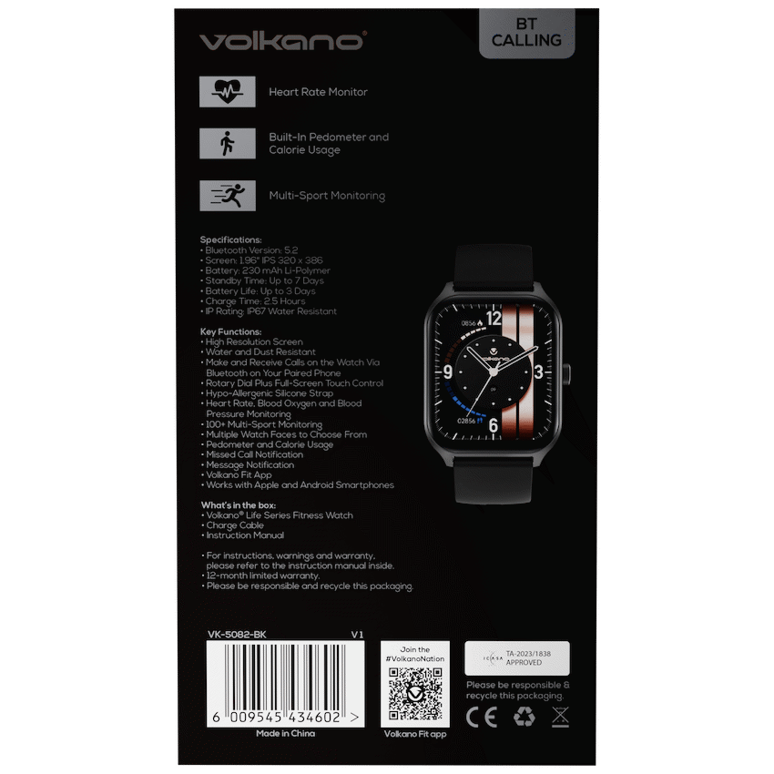 Volkano Life Series Smart Watches - Black | VK-5082-BK[V1]