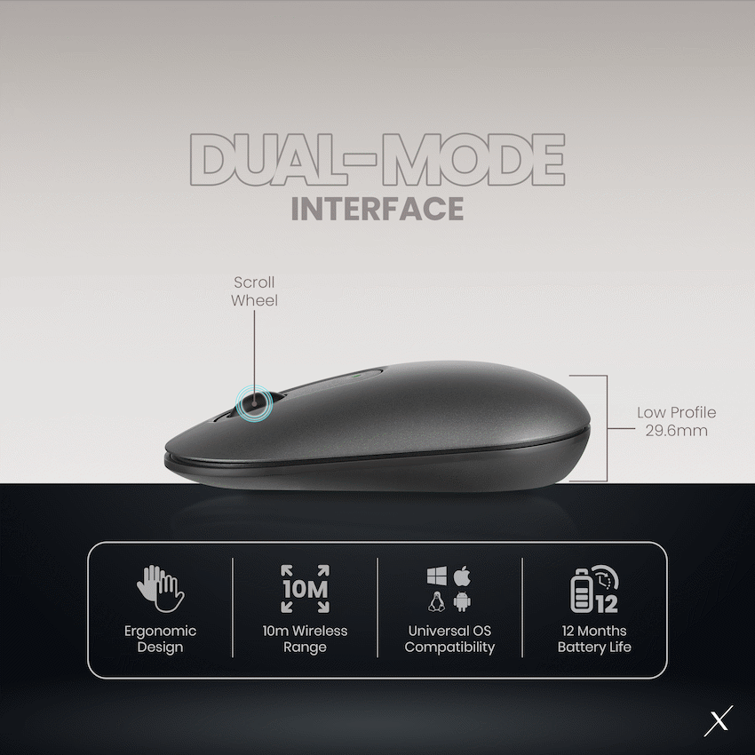 VolkanoX Lava Bluetooth Wireless Mouse - Gunmetal | VKX-204-GM