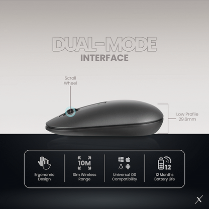 VolkanoX Lava Bluetooth Wireless Mouse - Gunmetal | VKX-204-GM