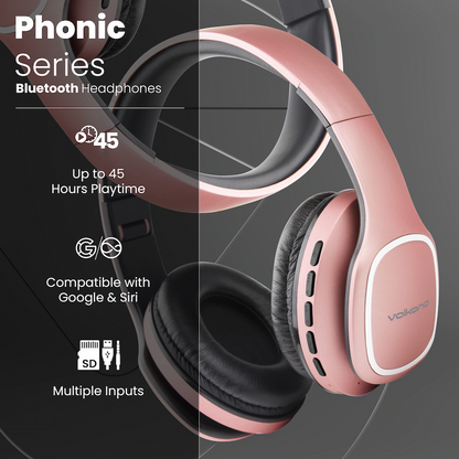 Volkano Phonic Series Bluetooth Full-Size Headphones - Rose Gold | VK-2002-GD