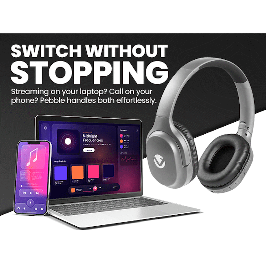 Volkano Pebble Series Bluetooth Headphones - Dark Grey | VK-2023-DG