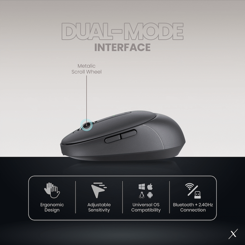 VolkanoX Crater Bluetooth Wireless Mouse - Graphite | VKX-202-GT