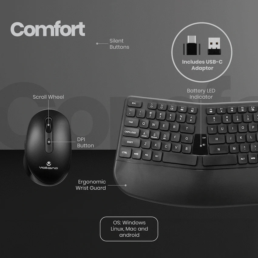 Volkano Vulcan Series Bluetooth Wireless Keyboard and Mouse | VK-20302-BK