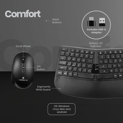 Volkano Vulcan Series Bluetooth Wireless Keyboard and Mouse | VK-20302-BK