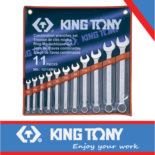 KING TONY COMBINATION WRENCH SET SAE   1/4''   1''   11PC. | 1211SR01