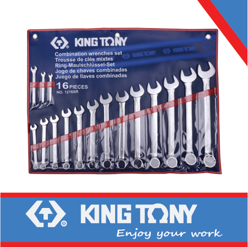 KING TONY WRENCH COMBINATION SET 16PC S.A.E (IMPERIAL) | 1216SR