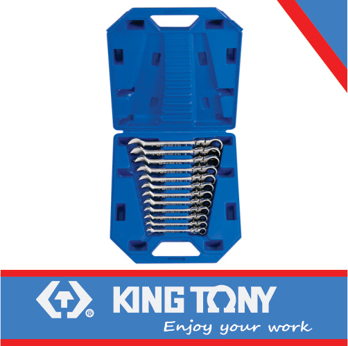 KING TONY RATCHET SPANNER SET FLATEX HEAD 8 19MM | 13012MR