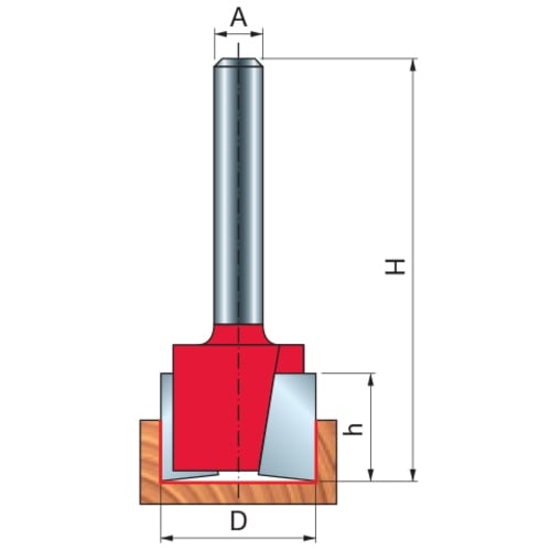 Freud Mortising Router Bit, D-19.0mm x h-12.5mm x H-51.0mm x Z-2 x A-1/4" | 16-10425P