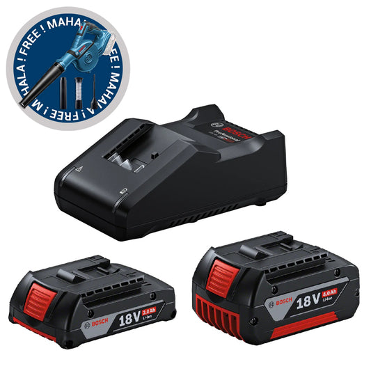 Bosch Starter Set - 1 x GBA 18V 4.0Ah & 1 x 2.0Ah + 1 x GAL 18V-40 + FREE GBL 18V-120 (Solo)