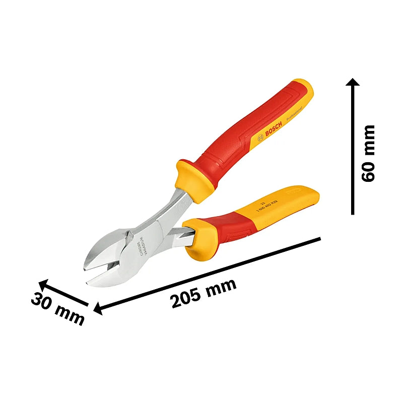 Bosch VDE High Leverage Diagonal Side Cutters, 200mm | 1600A02NE2