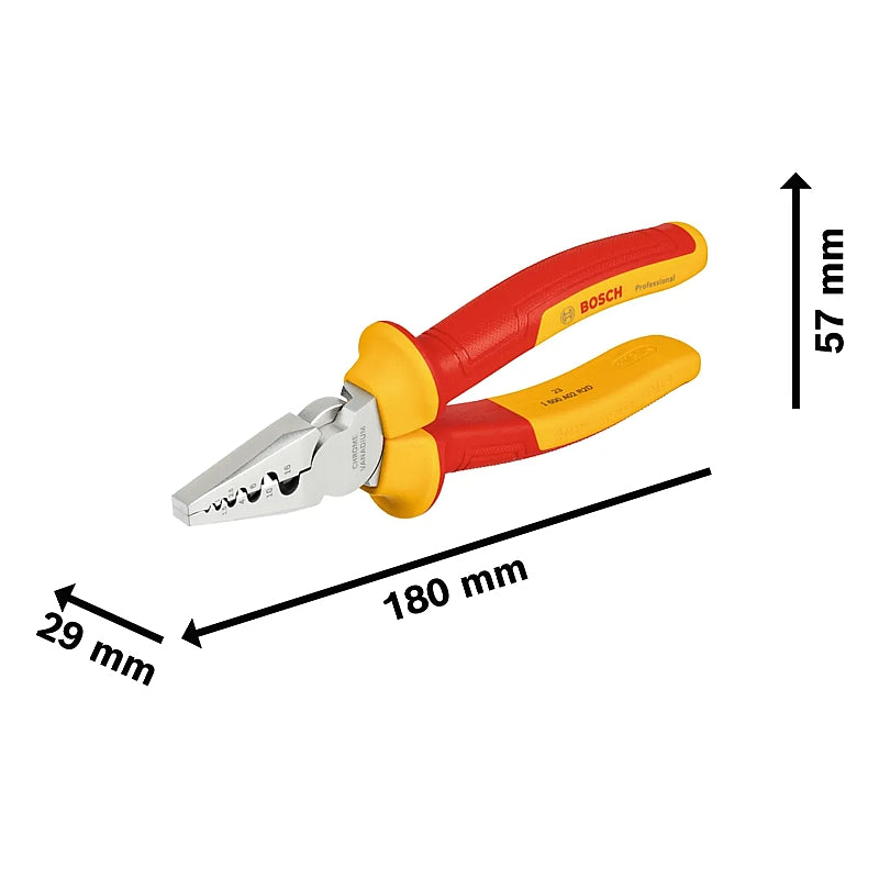 Bosch VDE Crimping Pliers, 180mm | 1600A02NE6