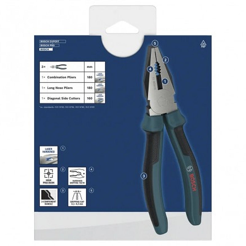 Bosch 3 Piece Pliers Set, Multi-Component Handles | 1600A039RF