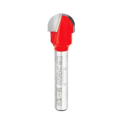 Freud Round Nose Router Bit, D-12.7mm x h-9.0mm x H-45.5mm x R-6.35mm x A-1/4" | 18-10825P