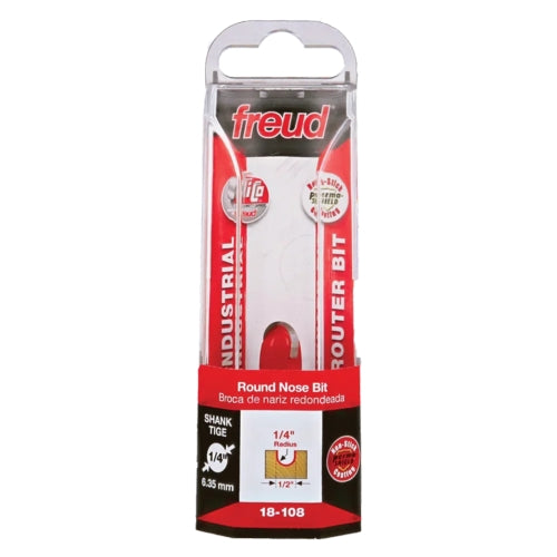 Freud Round Nose Router Bit, D-12.7mm x h-9.0mm x H-45.5mm x R-6.35mm x A-1/4" | 18-10825P
