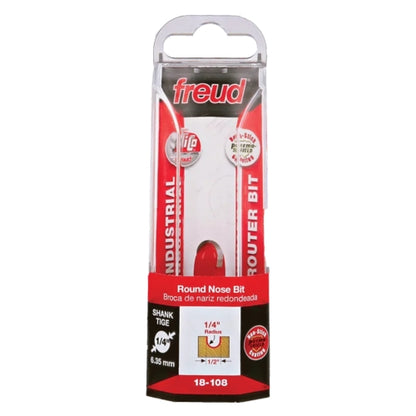 Freud Round Nose Router Bit, D-12.7mm x h-9.0mm x H-45.5mm x R-6.35mm x A-1/4" | 18-10825P