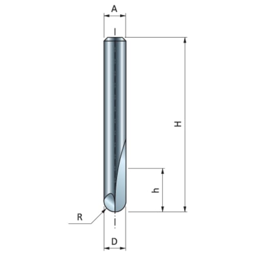 Freud Round Nose Router Bit, D-6.35mm x h-12.7mm H-50.5mm x R-3.18mm A-1/4" | 18-10425P