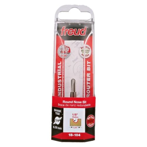 Freud Round Nose Router Bit, D-6.35mm x h-12.7mm H-50.5mm x R-3.18mm A-1/4" | 18-10425P