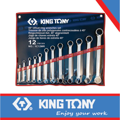 KING TONY SPANNER SET 12PC STRAIGHT DOUBLE RING 6 32MM | 1C12MR
