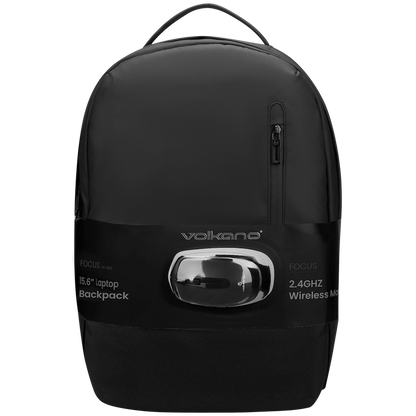 Volkano Focus Series 15.6" Laptop Backpack and Wireless Mouse | VK-9193-BK