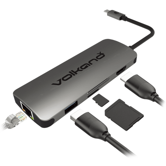 VolkanoX Core Dock series USB Type C Dock - HDMI + USB 3.0 + LAN + Card Reader + PD | VK-20041-CH
