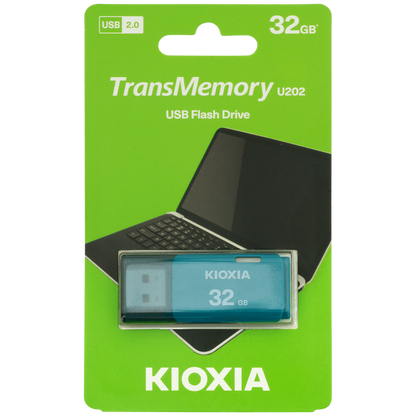Kioxia TransMemory U202 32GB USB 2.0 Type-A Flash Drive (Aqua) | LU202L032GG4
