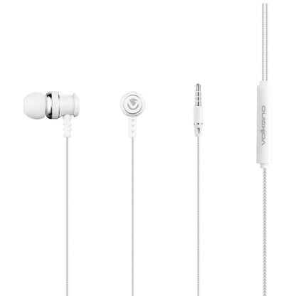 Volkano Earphones with Mic - Stannic Series - White | VSN202-WHT[V2]