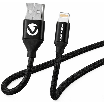Volkano Weave Series Fabric Braided MFI Lightning Cable 27W 1.2m - Black | VK-20109-BK