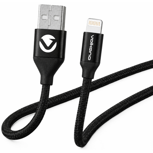 Volkano Weave Series Fabric Braided MFI Lightning Cable 27W 1.2m - Black | VK-20109-BK