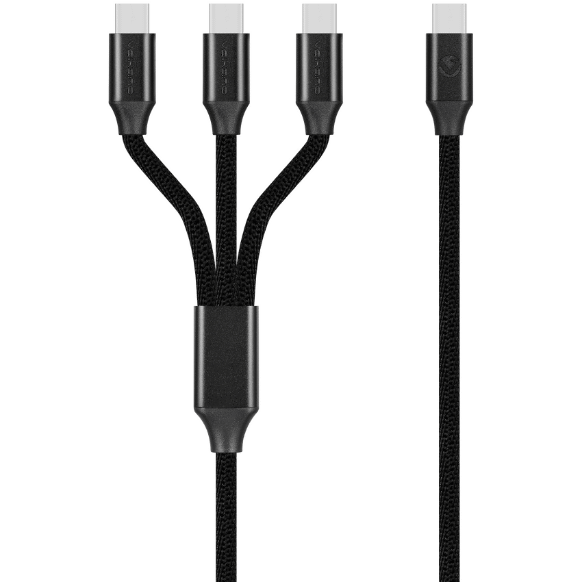 Volkano Weave Series 100w 3-in-1 Charge Cable (3 x Type C) - Black | VK-20238-BK