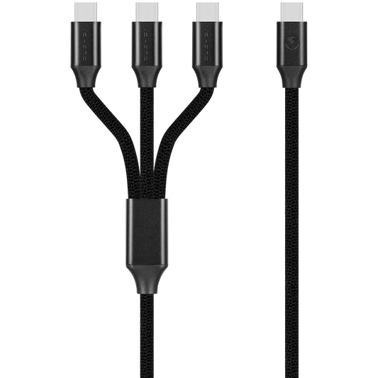 Volkano Weave Series 100w 3-in-1 Charge Cable (3 x Type C) - Black | VK-20238-BK