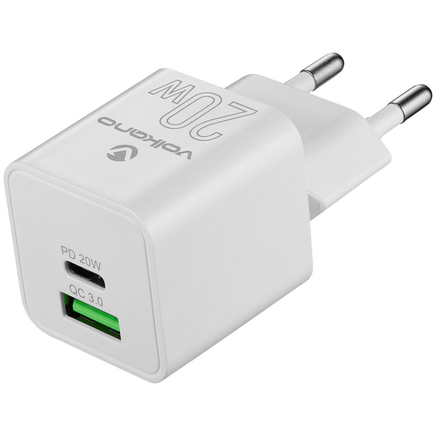 Volkano Dyna Duo 20w PD + QC 3.0 Wall Charger | VK-8058-WT