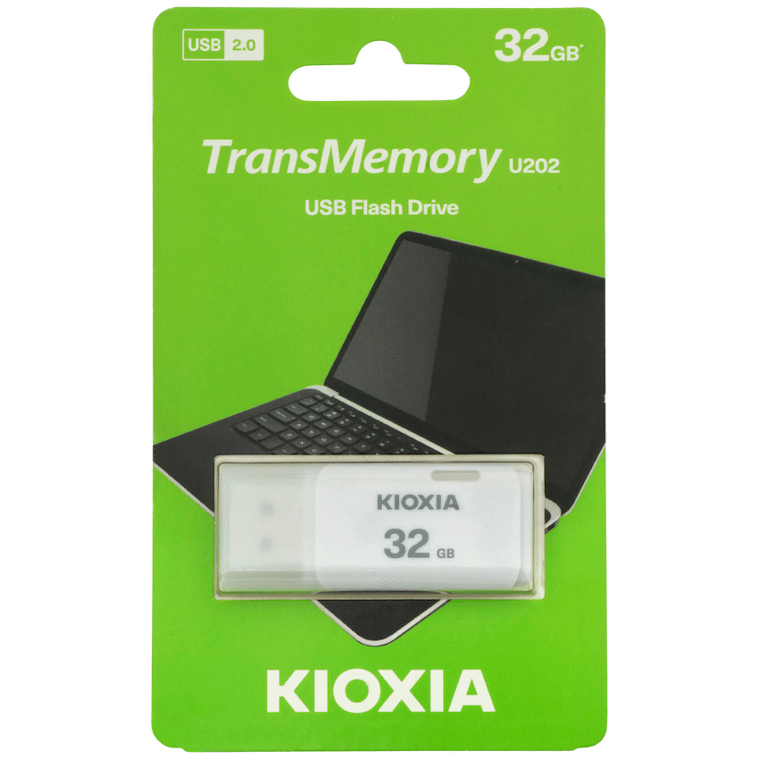 Kioxia TransMemory U202 32GB USB 2.0 Type-A Flash Drive (White) | LU202W032GG4
