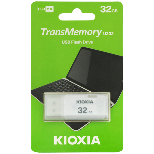 Kioxia TransMemory U202 32GB USB 2.0 Type-A Flash Drive (White) | LU202W032GG4
