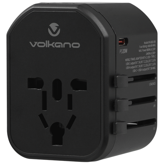 Volkano Worldwide Series Travel Adapter PD 25w + QC | VK-8018-BK[V2]