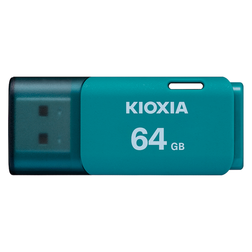 Kioxia TransMemory U202 64GB USB 2.0 Type-A Flash Drive (Aqua) | LU202L064GG4