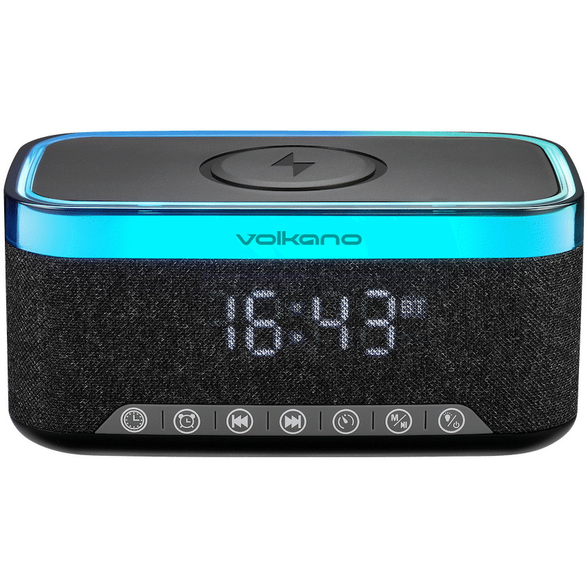 Volkano Radiant 2 Alarm Clock with Wireless Charging and Speaker - Black | VK-3135-BK[V2]