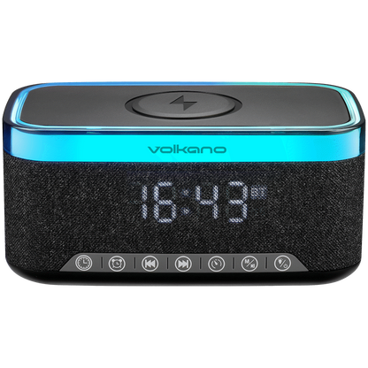Volkano Radiant 2 Alarm Clock with Wireless Charging and Speaker - Black | VK-3135-BK[V2]