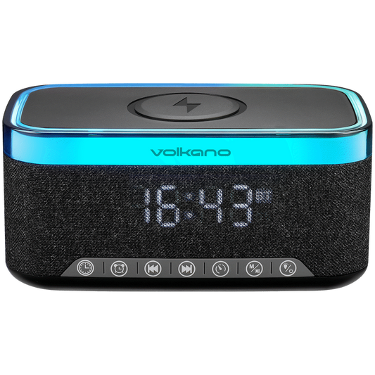 Volkano Radiant 2 Alarm Clock with Wireless Charging and Speaker - Black | VK-3135-BK[V2]