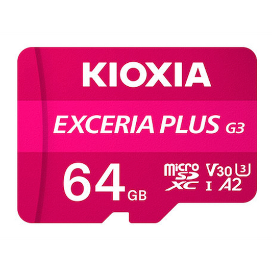 Kioxia Exceria Plus G3 64GB MicroSDXC Class 10 UHS-I U3 V30 A2 Memory Card | LMPL3M064GG2