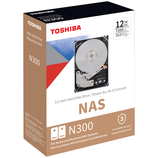 Toshiba N300 12TB 3.5" 7200rpm 512MB Cache SATA III 6.0Gb/s Internal NAS Hard Disk Drive | HDWG51CEZSTAU