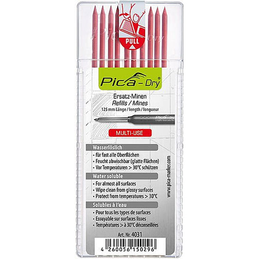 Pica Dry 10Pc Water Soluble “Multi-Use” Refill Leads, Red | PICA4031