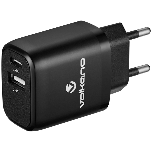 Volkano On-the-Go USB and Type-C Wall Charger | VK-PDQ201-BK