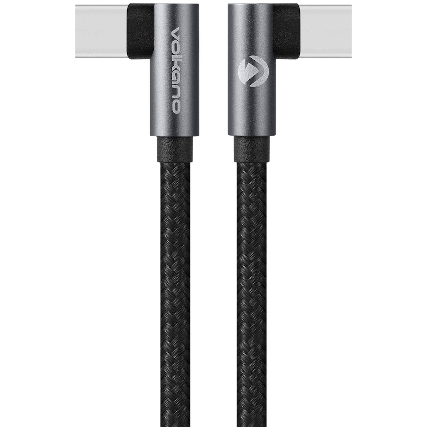 Volkano Weave Series USB-C to USB-C Cable 2m (60W) Right Angle - USB2.0e | VK-20293-BK