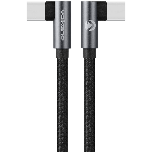 Volkano Weave Series USB-C to USB-C Cable 2m (60W) Right Angle - USB2.0e | VK-20293-BK