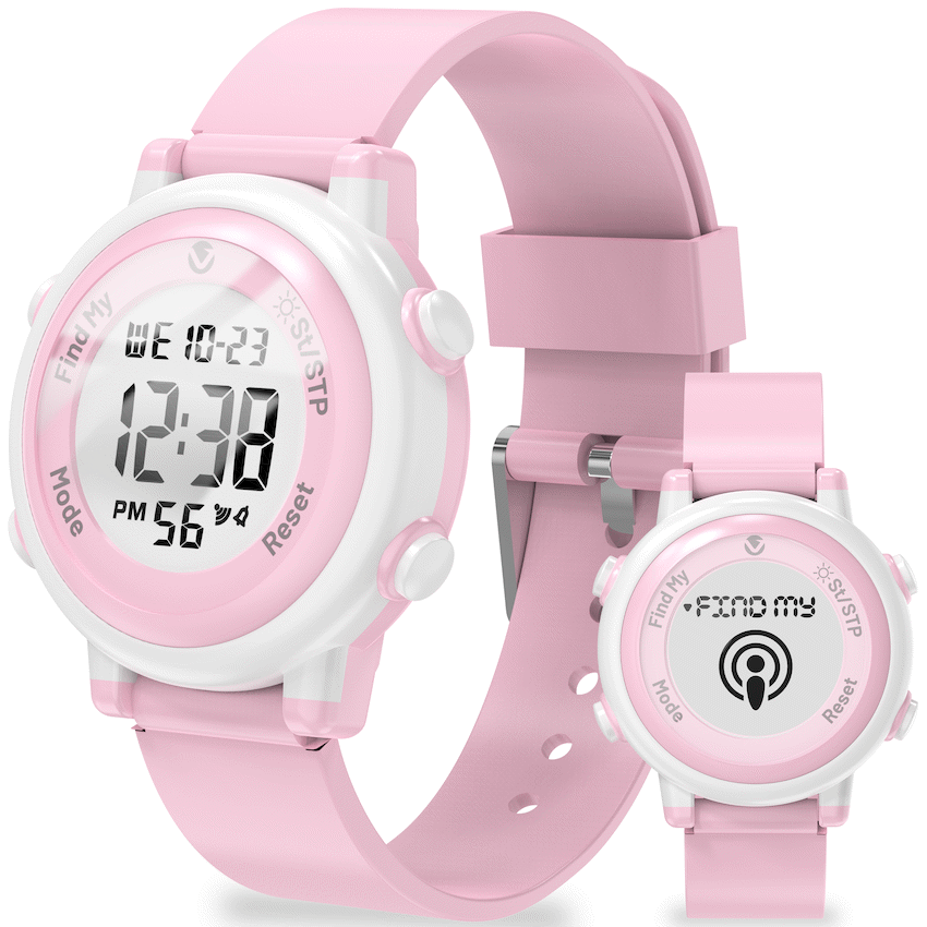 Volkano Kids Digital Watch with Apple Find My - 3ATM Waterproof (Anti-Lost) - Pink | VK-5032-PNK