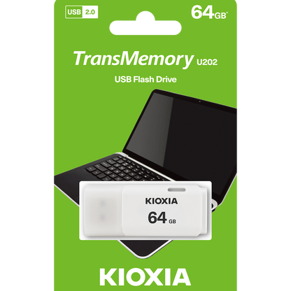 Kioxia TransMemory U202 64GB USB 2.0 Type-A Flash Drive (White) | LU202W064GG4