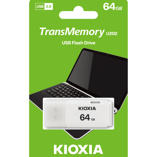 Kioxia TransMemory U202 64GB USB 2.0 Type-A Flash Drive (White) | LU202W064GG4