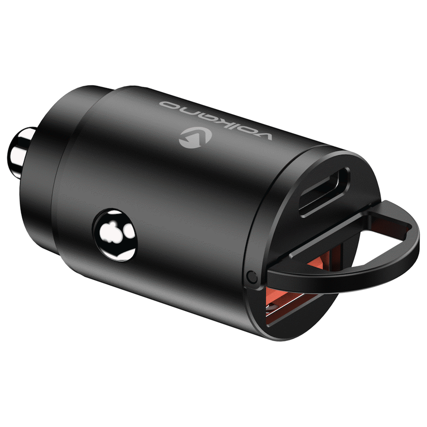 Volkano Obscurix Series 30w PD Dual USB-A and USB-C Ultra Small Car Charger | VK-8007-BK