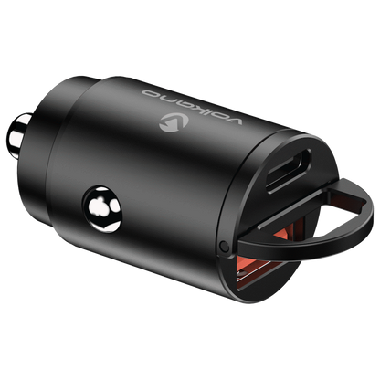 Volkano Obscurix Series 30w PD Dual USB-A and USB-C Ultra Small Car Charger | VK-8007-BK